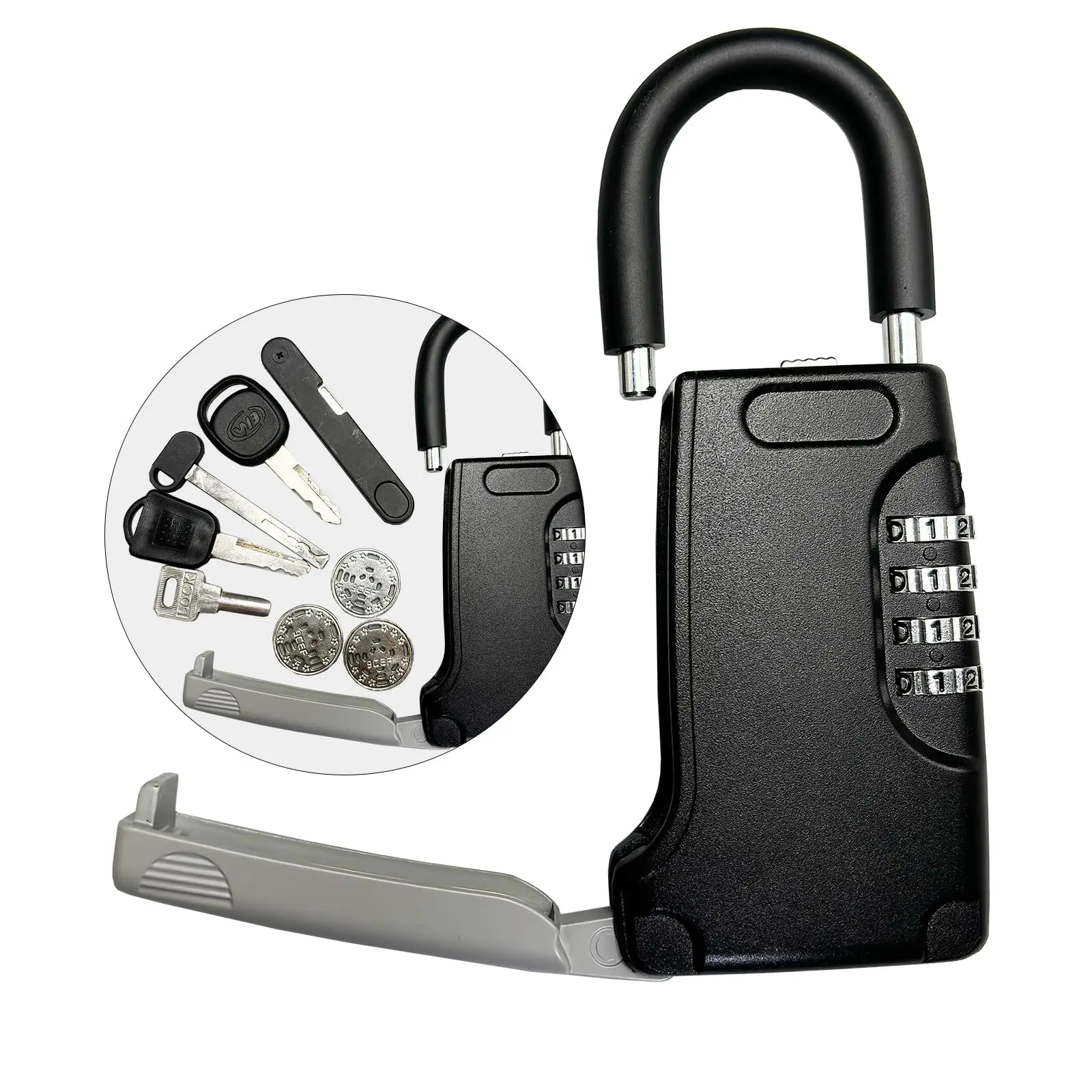 Portable Key Storage Metal Key Safe Box with Beam Resettable Lockbox Combination Lock Box for Home Realtors Vacation Rentals ﻿