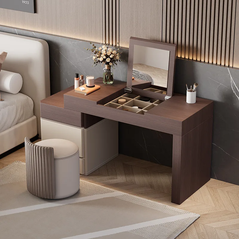 

Italian minimalist desk household small apartment retractable dresser bedside table integrated light luxury