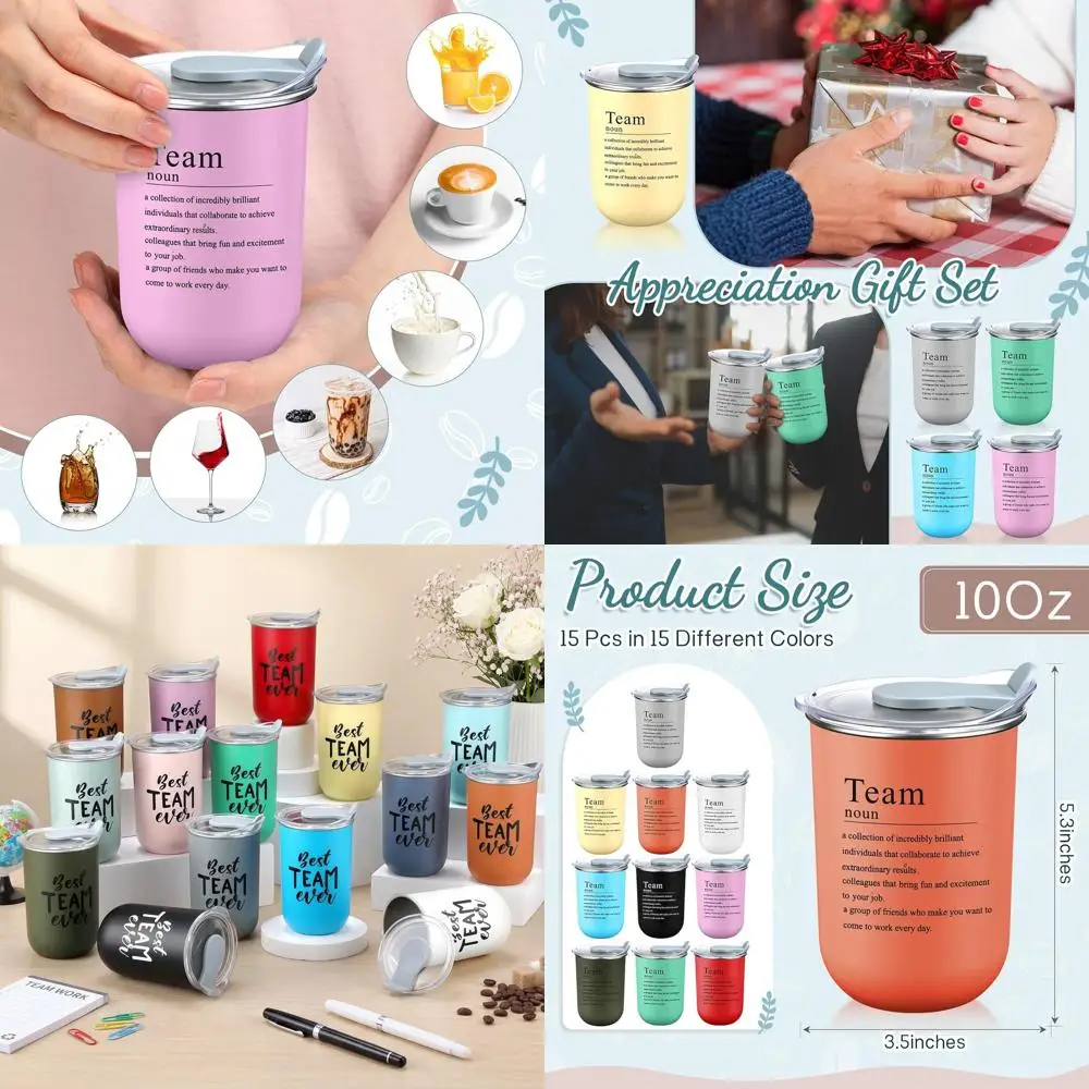 

Bulk Inspirational Double Walled Stainless Steel Tumblers for Teacher Appreciation or Coworker Gifts, Cohesion & Vintage Styles