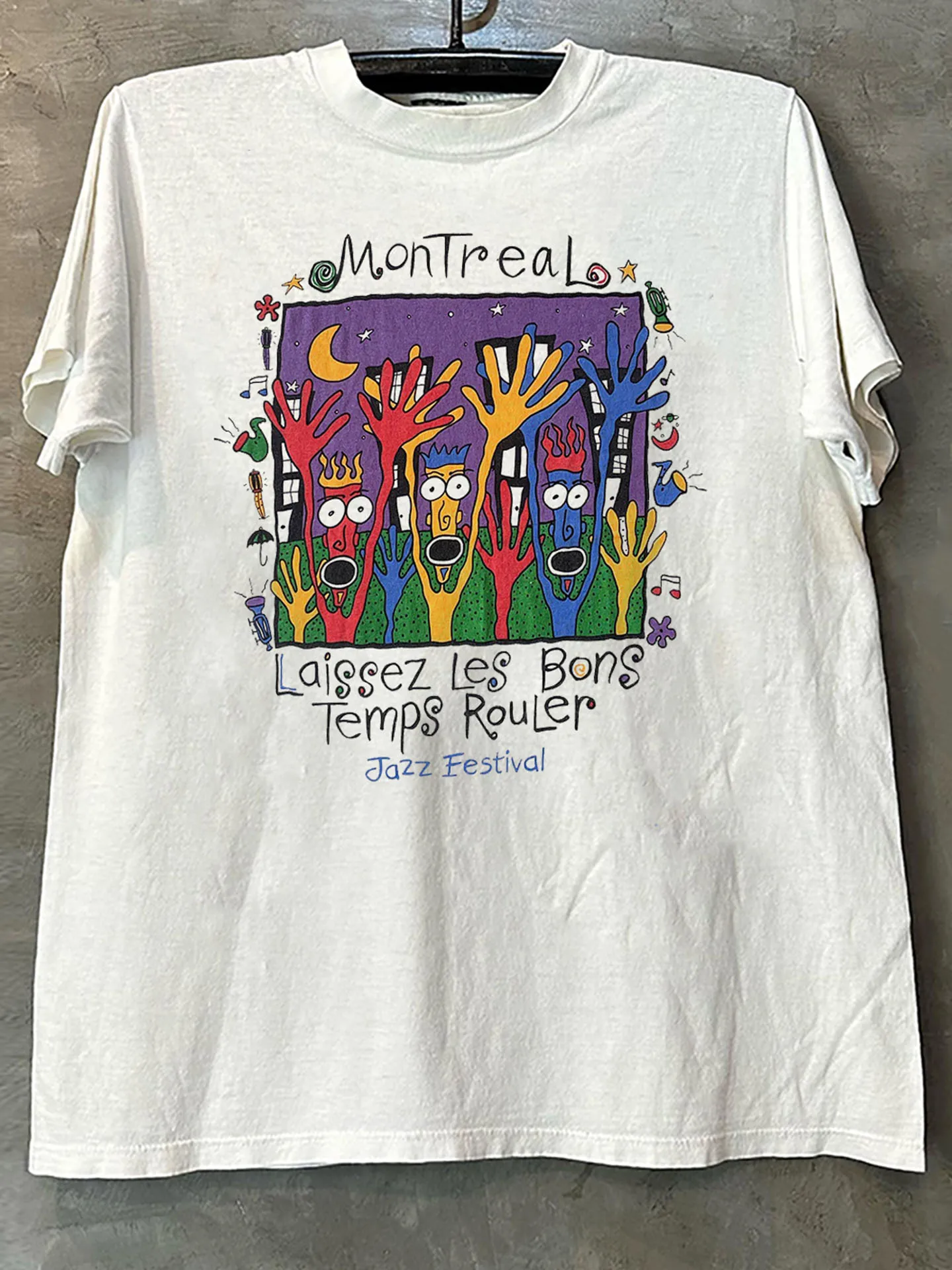 Hand-Drawn Montreal Jazz Festiva Short-Sleeve T-Shirt Pure Cotton Youthful Fun Illustration Y2K Trendy Breathable Casual Top