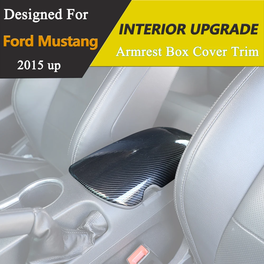 Center Console Armrest Cover Decoration For Ford Mustang 2015 2016 2017 2018-2025 Armrest Box Panel Cover Interior Accessories
