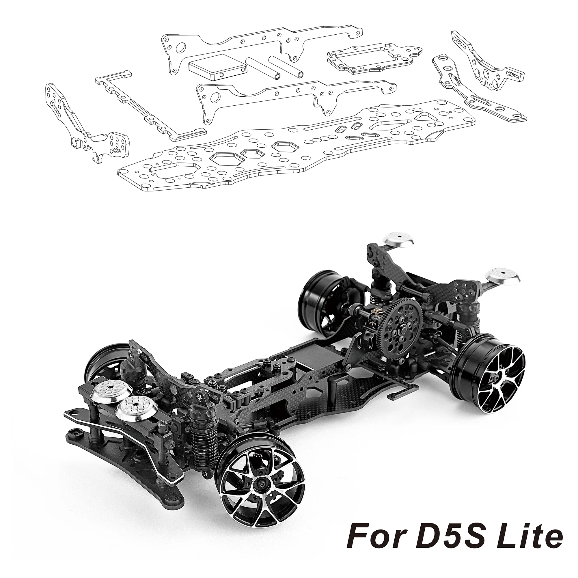 

High quality Carbon Fiber & Aluminum Upgrade Kit for For 3RACING D5S Lite 1:10 drift RC Car