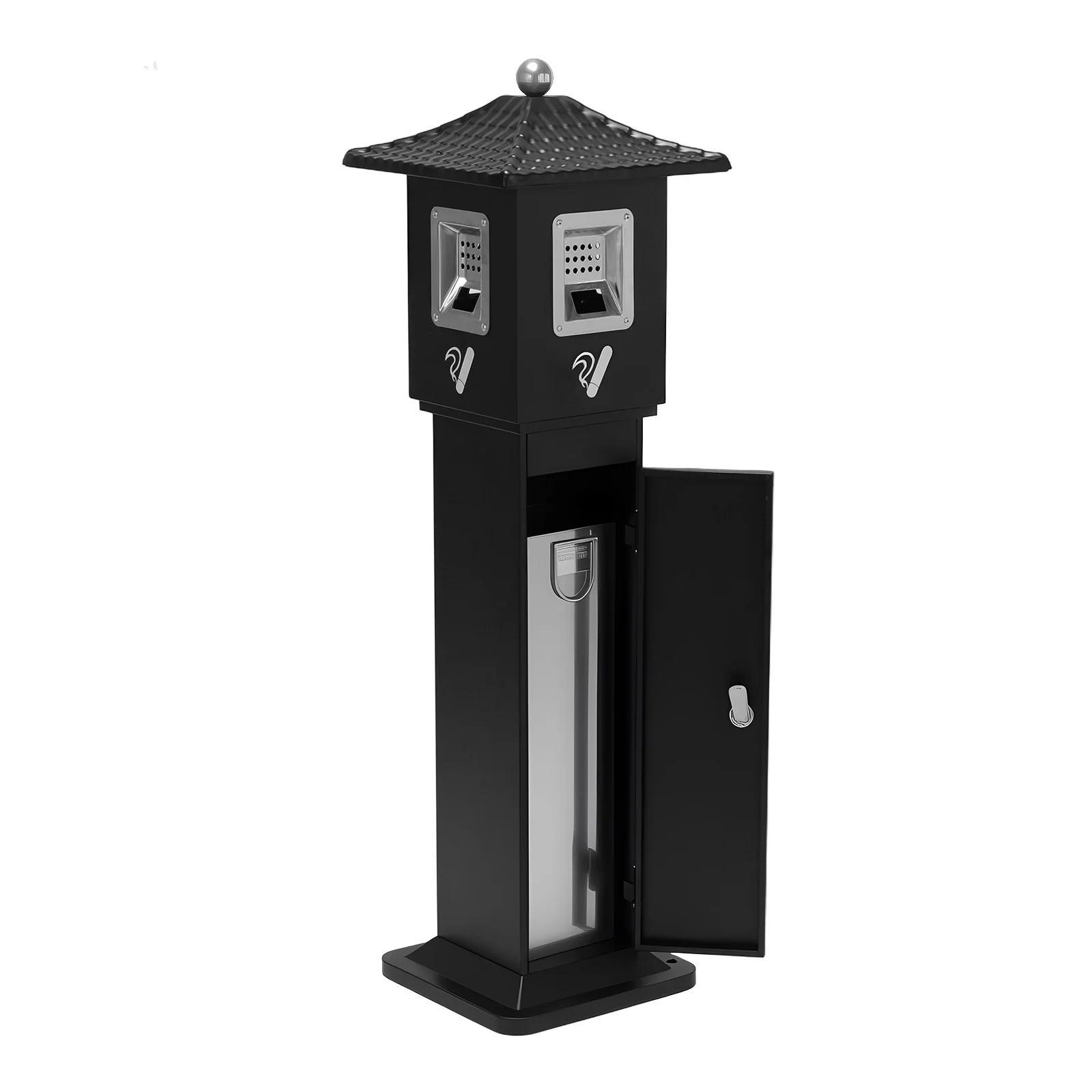 

Standing Cigarette Butt Disposal Waterproof Outdoor Trash Can All-Metal Construction for Office Hotel Patio Backyard Restaurants