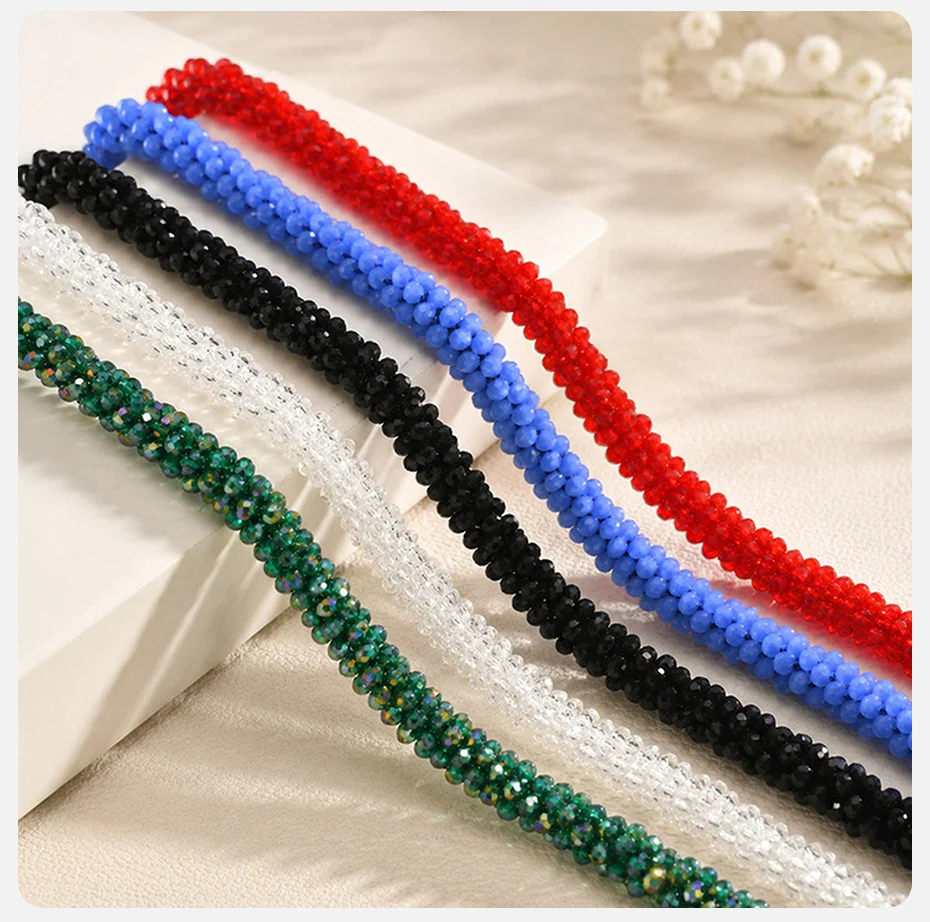 VNOX Übertriebene Retro-Halsketten mit gewebten Perlen für Frauen, handgefertigte schwarz-weiß-rote Kristallperlen-Halskette, böhmischer Schmuck – Detail 9