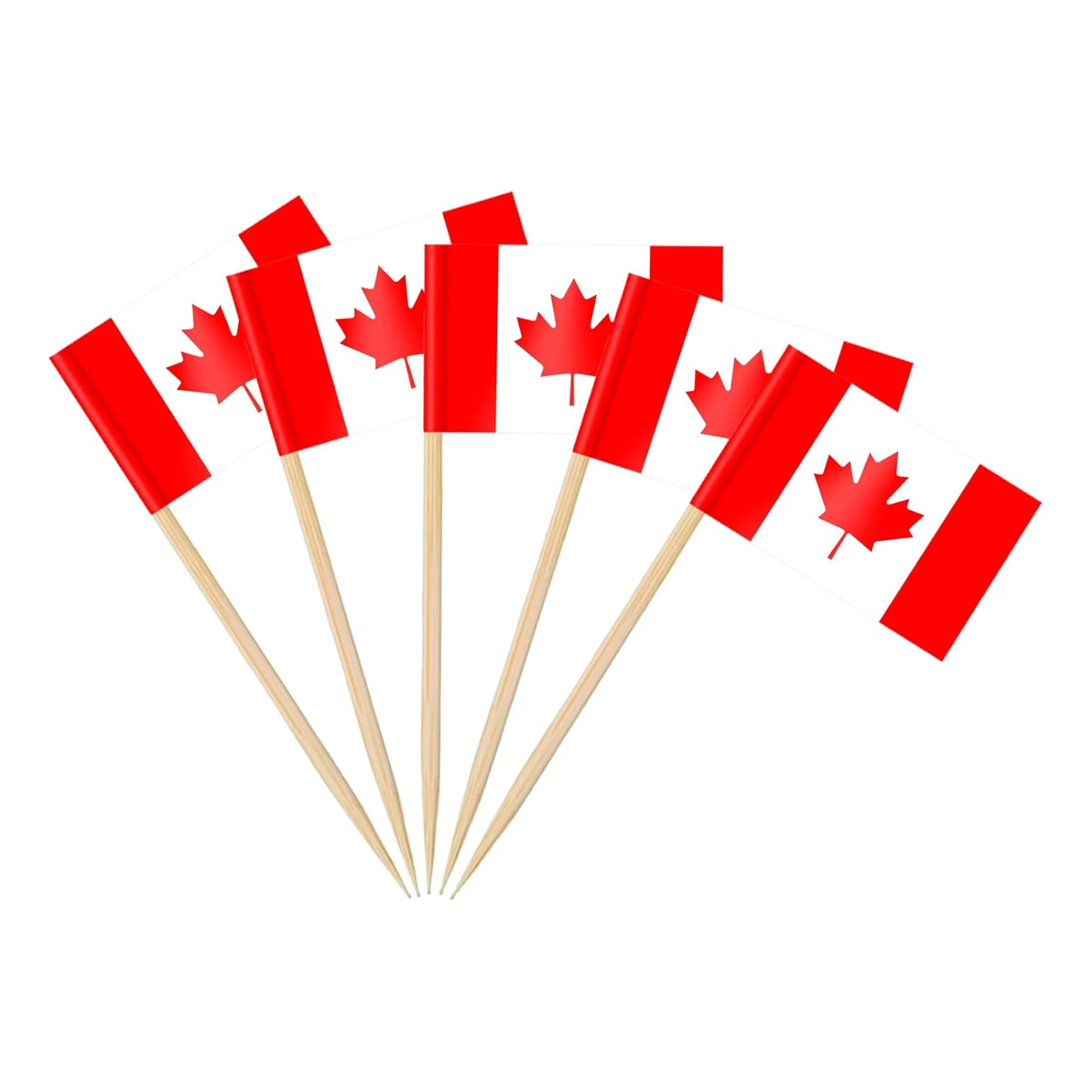 Canada Toothpick Flags Picks, Tiny Canada Cupcake Toppers Stick Flags Double-sided for Soccer Pary Decorations, National Day