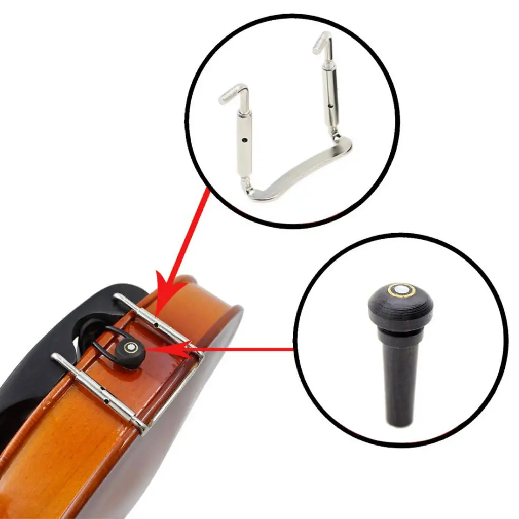 Full Size Violin Fiddle Parts Kit Ebony Pegs Chinrest Soundpost Tools for Violin Accessories Needs