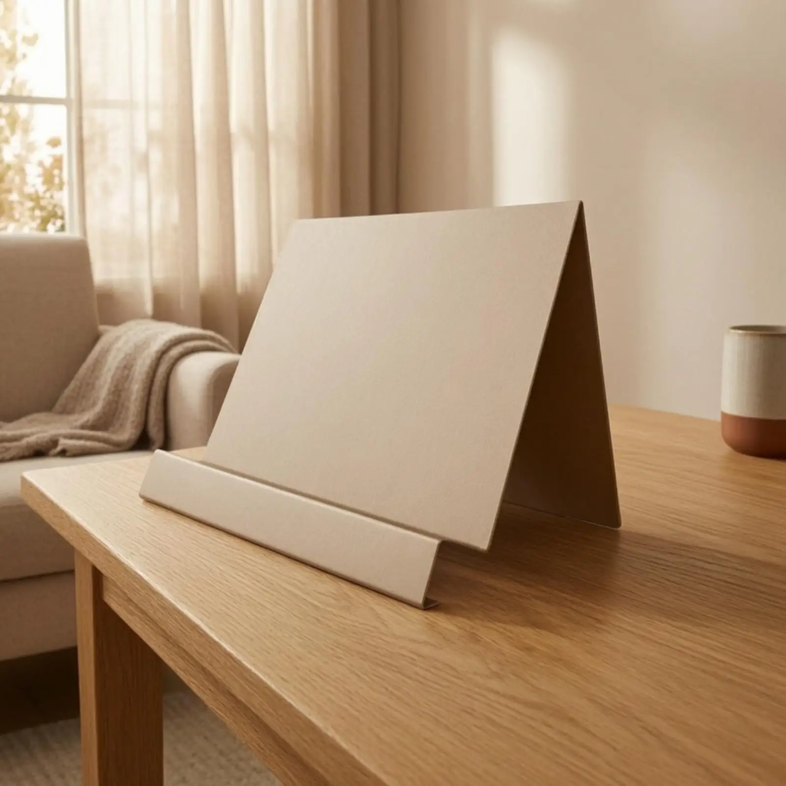 Modern Brushed Steel Display Stand 210mm Wide for Counter and Desk Organization
