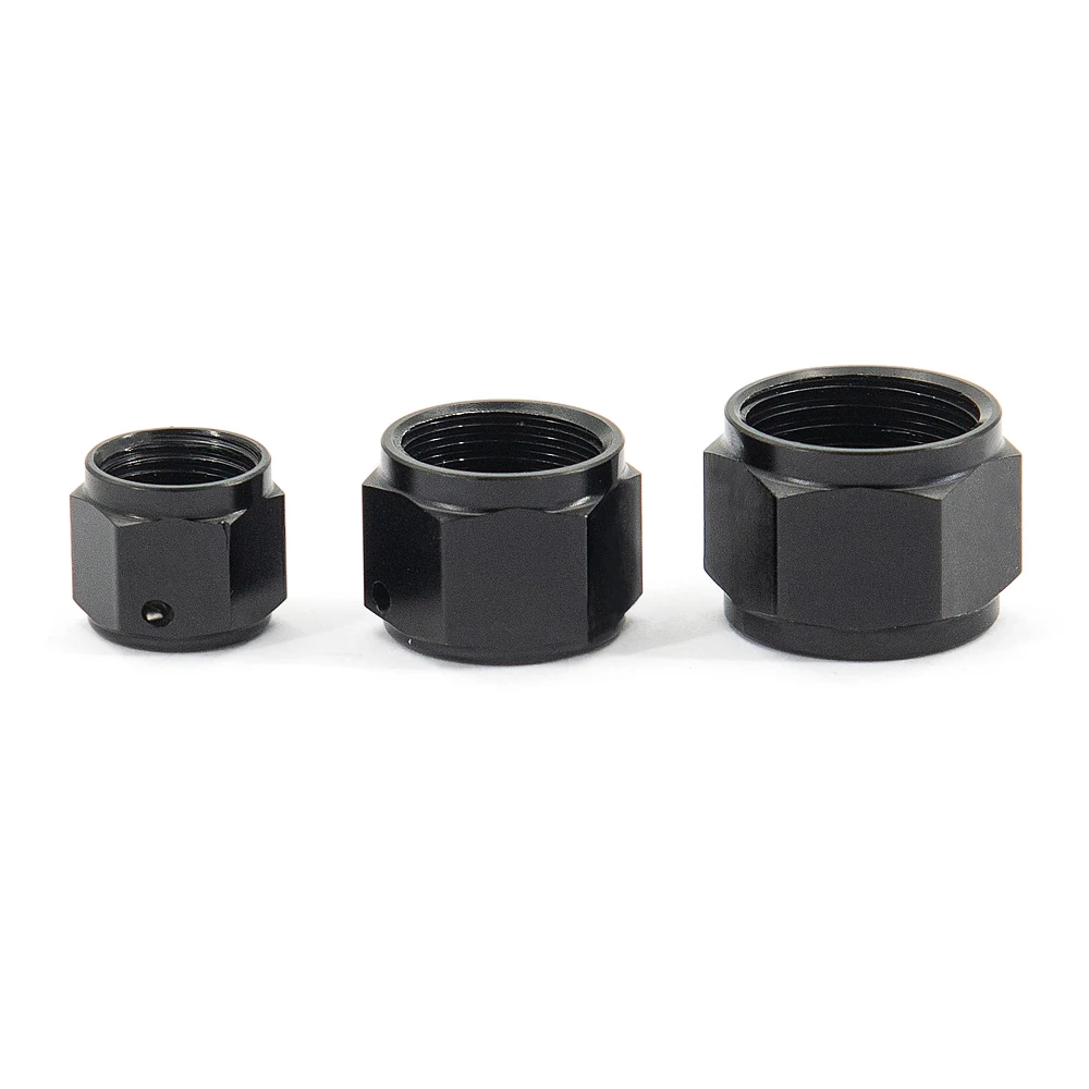 Black AN6 AN8 AN10 Adapter Female Flare End Cap Plug Tube Nut Hexagon Head Port Blanking Plugs Cap Lock Hose Connector Fitting