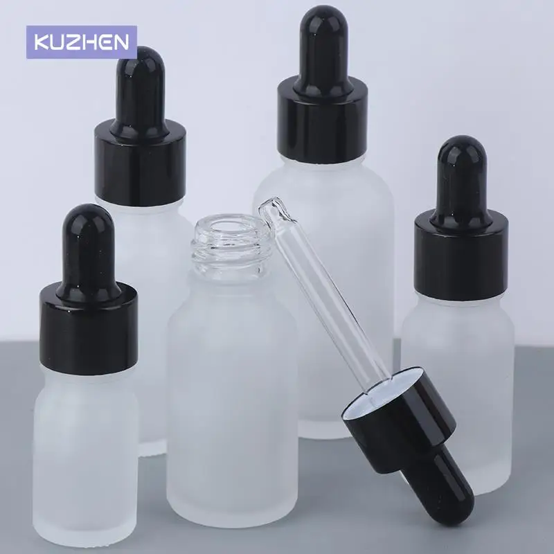 Empty Lip Gloss Tubes Frosted Dropper Amber Glass Aromatherapy Liquid For Essential Massage Oil Pipette Refillable Bottle 5-30ml