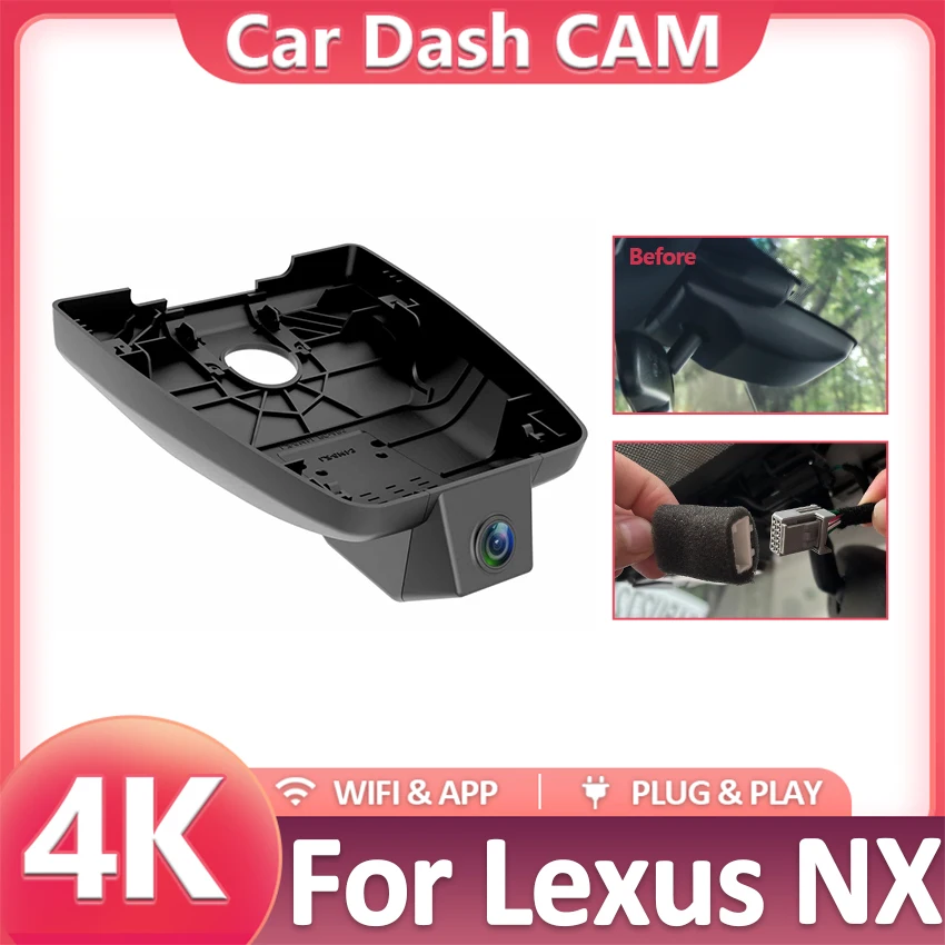 New! Plug and Play Car DVR WiFi Dual Lens Dash Cam Camera For Lexus NX NX200 NX300 NX300h NX260 NX350h 2018-2025 Dashcam