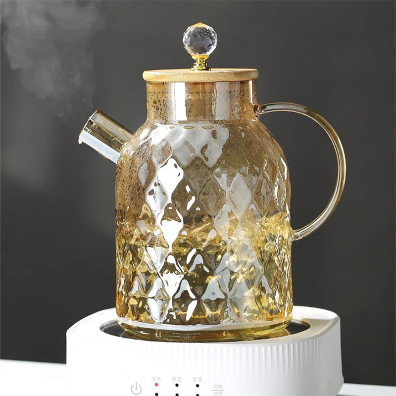 

1.8L Glass Teapot Heat-Resistant Clear Borosilicate Glass Teapot Household Reusable Tea Brewer For Green Tea Pot For Home Office