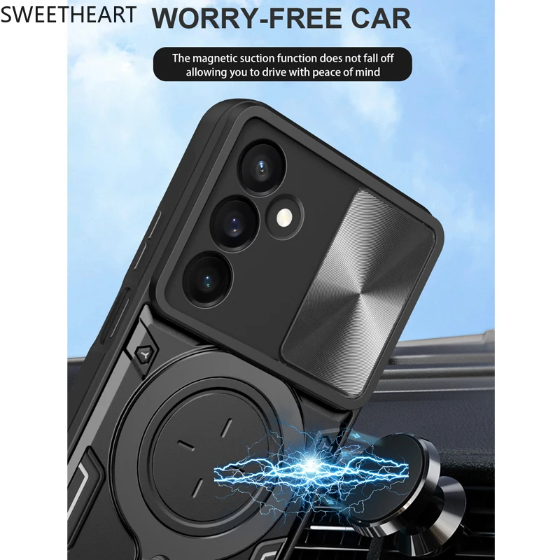 Magnetic Adsorption Rotation Armor Case For Samsung Galaxy M55 M54 M53 M35 M34 M33 M23 M14 M13 M12 F23 5G Incoming Call Flashing