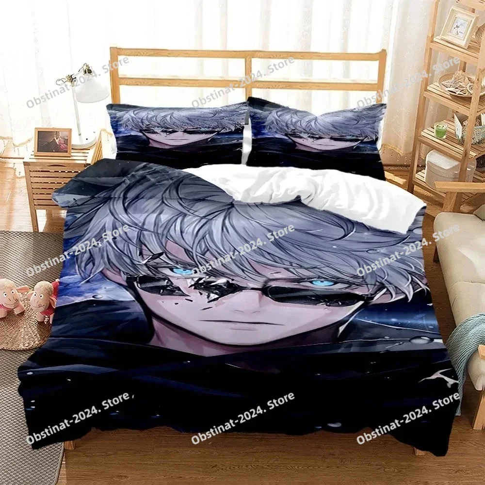 

3D Anime Jujutsu Kaisen Gojo Satoru Bedding Set Print With Pillowcase Bed Duvet Cover Soft Single Double Queen Super King Size