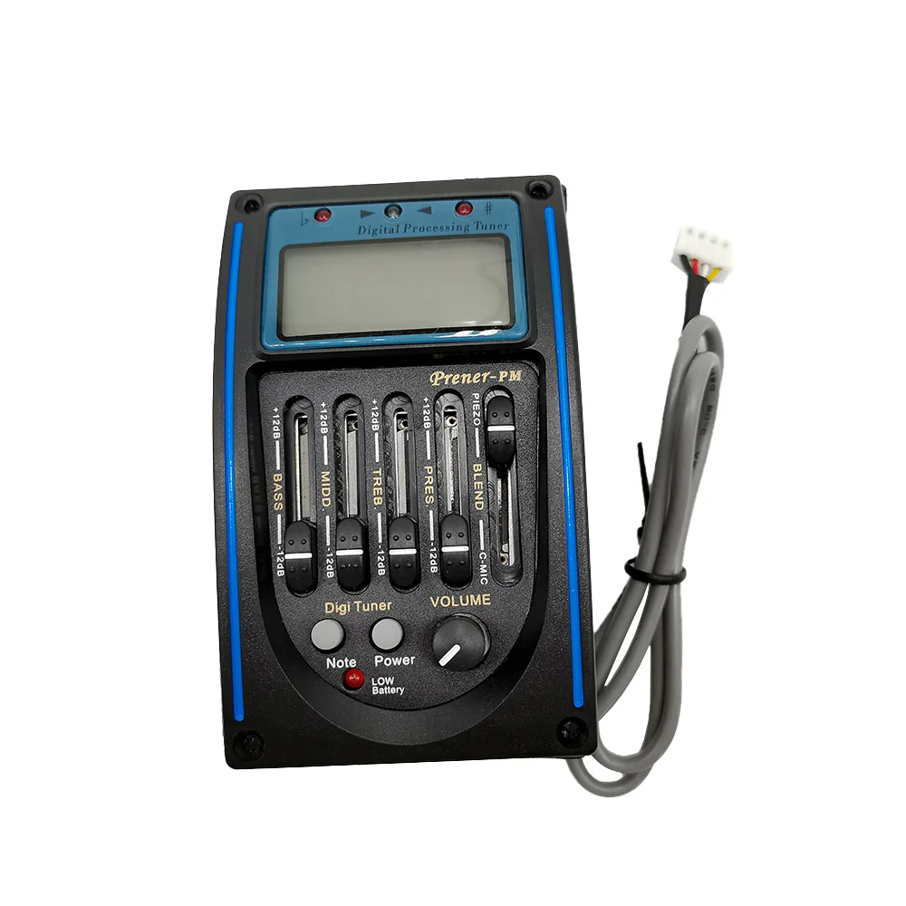 

5 Band Acoustic Guitar Preamp EQ Equalizer Piezo Pickup Tuner Amplifier LCD Microphone Prener-PM