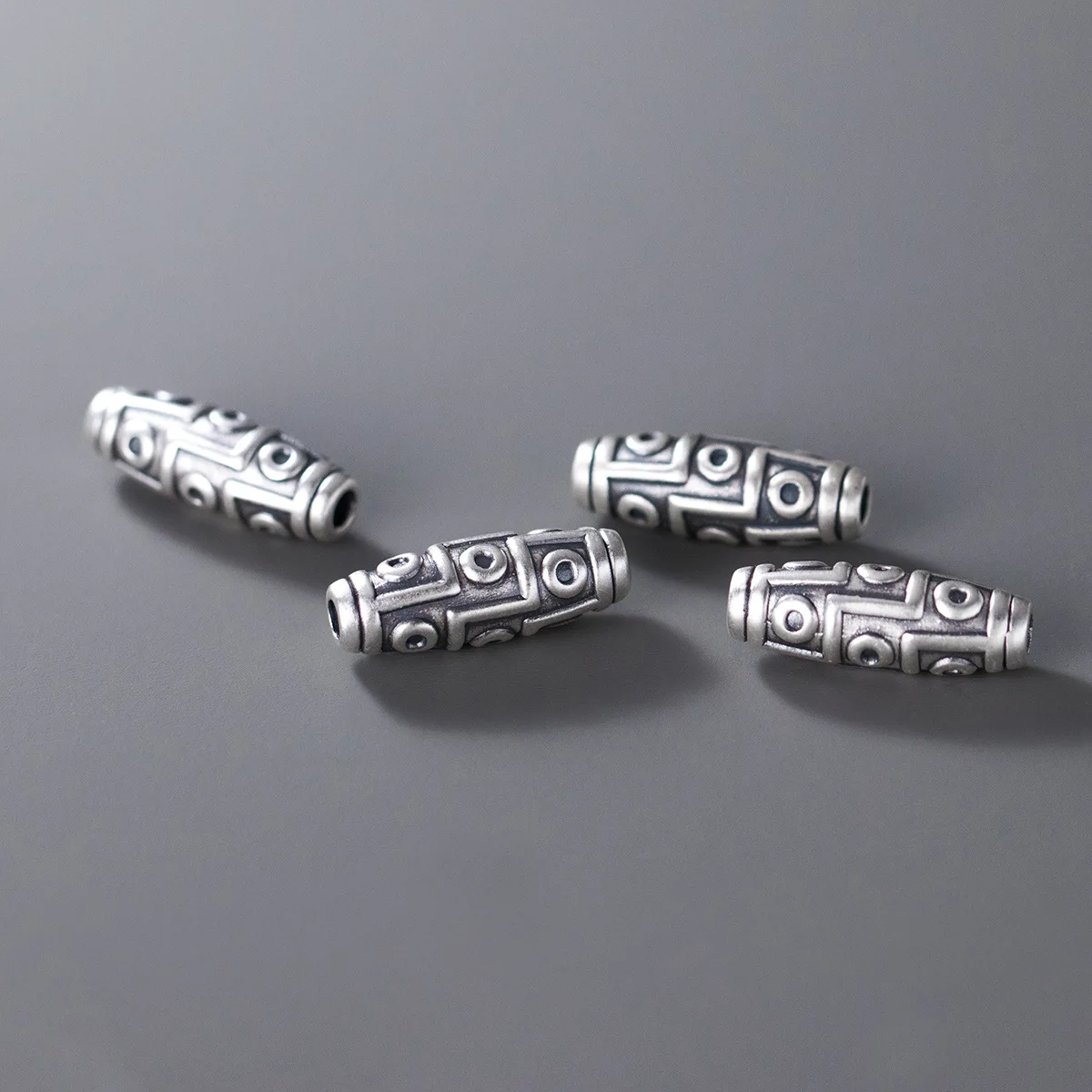 1pc/lot 999 Pure Silver Tibetan Style Oval Loose Beads 21.5x7.5mm Olive Shape 999 Silver Beads Spacers DIY Jewelry Accessories