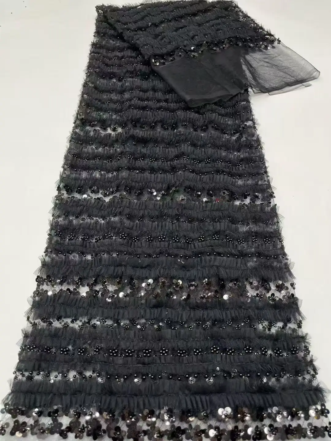 

Элегантная французская сетчатая кружевная ткань с вышивкой, бусинами и пайетками для африканских нигерийских свадебных платьев, модное шитье, 5 ярдов