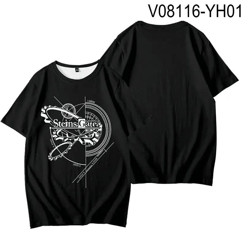 3D Printing Steins Gate T-shirt Summer Fashion Round Neck Short Sleeve Popular Japanese Anime Streetwear