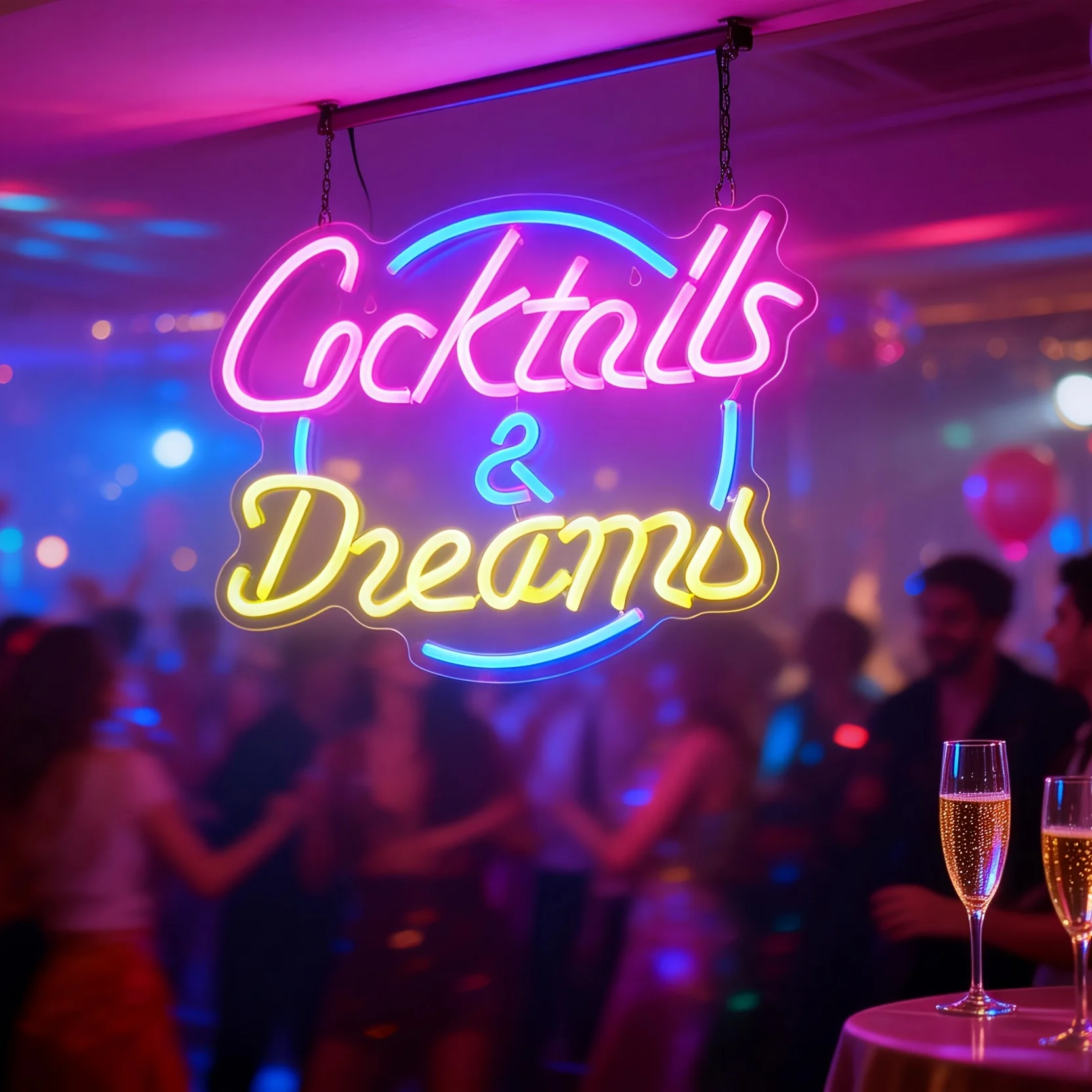 Enseigne néon LED « Cocktail Dreams », décoration murale à lumière néon à intensité variable alimentée par USB, parfaite pour les chambres, les bars, les fêtes, les mariages et les célébrations