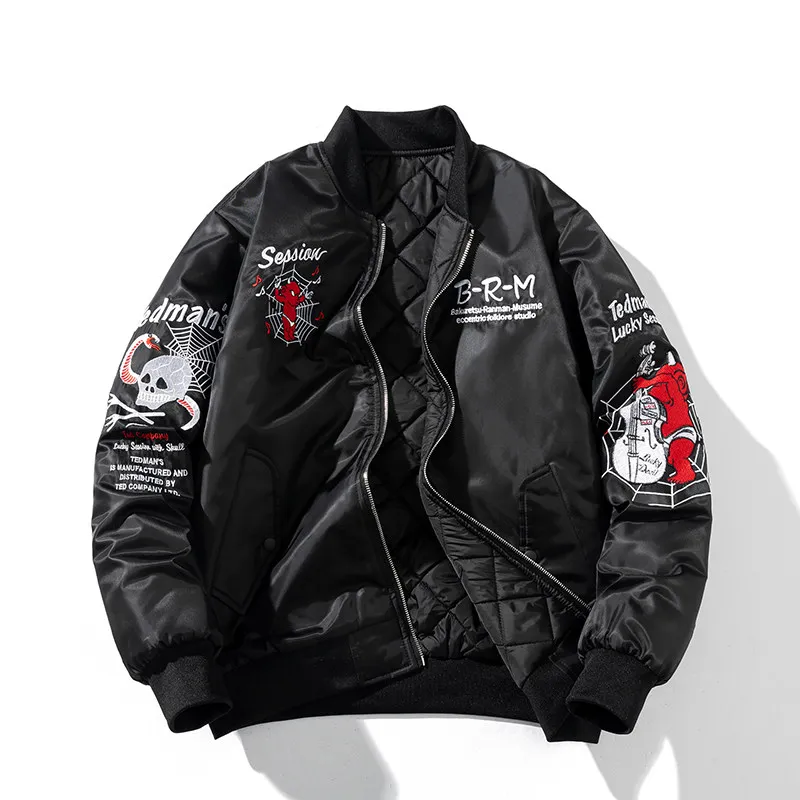 American Style High Street Heavy Embroidered Baseball Uniform Thickened Cotton-Padded Clothes Men Hip Hop Loose Jacket Coat