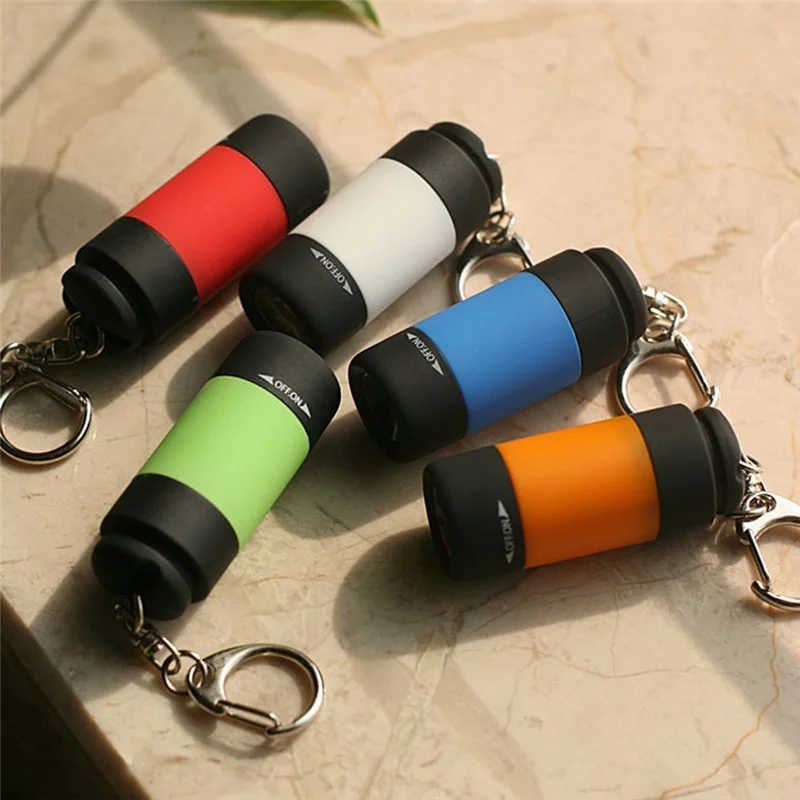 A44Z-Mini Keychain Flashlight, USB Torch Rechargeable Colorful Flashlight High-Powered Keychain Lamp, Multicolor