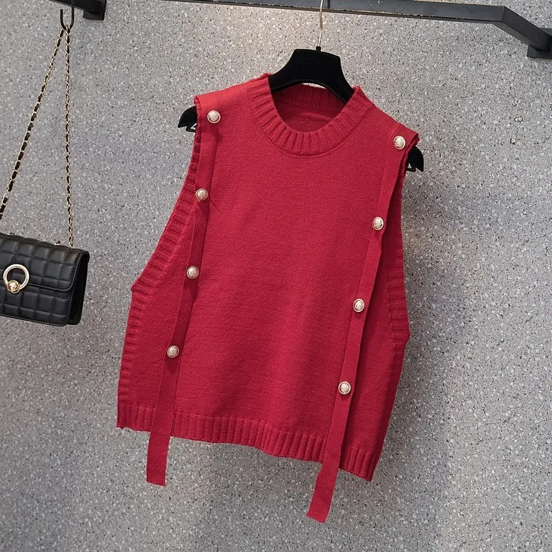 المرأة بلا أكمام ضئيلة محبوك سترة ، تانك الأعلى ، فضفاضة ، تتصدر ، الربيع والخريف ، جديدة #4