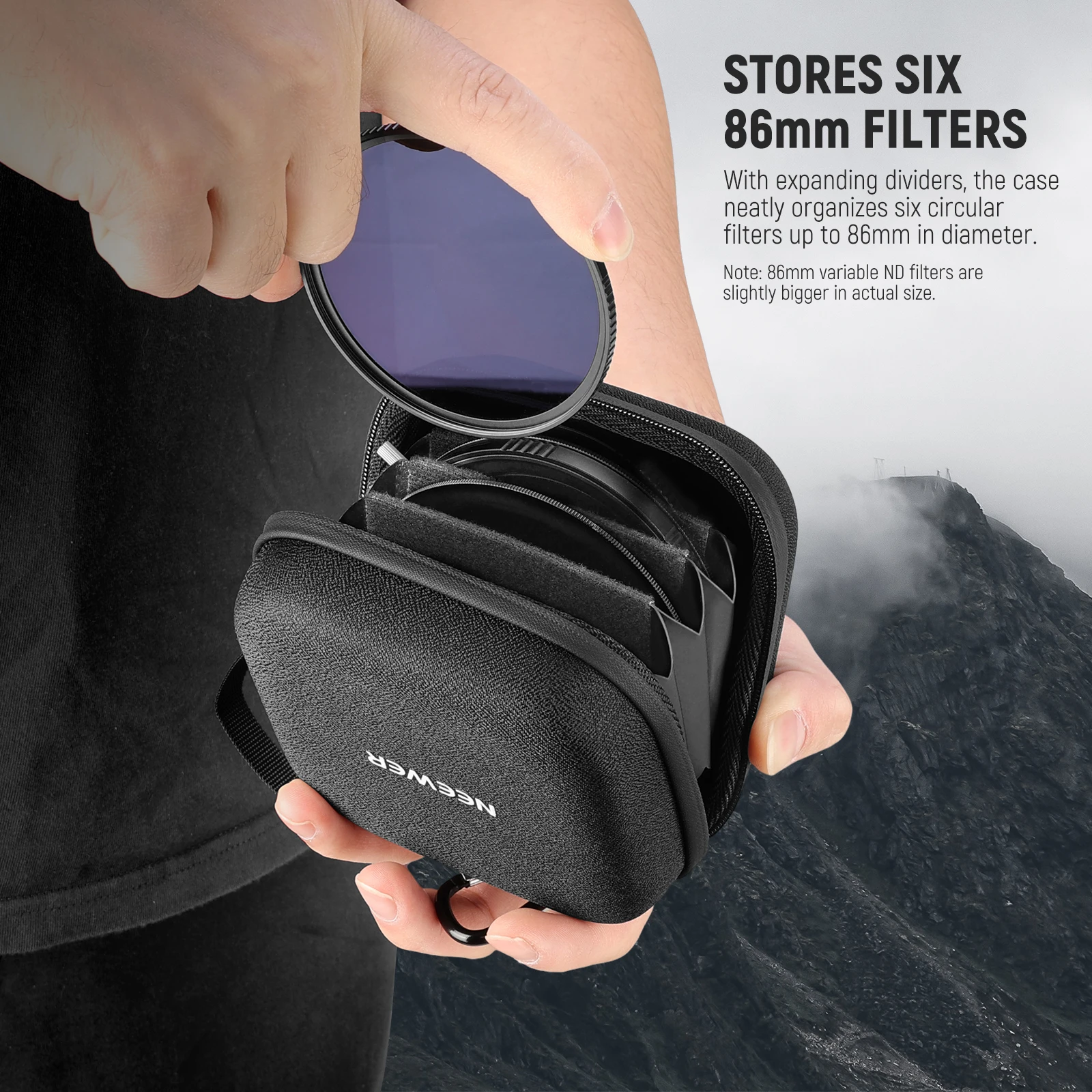 NEEWER 11x11 سنتيمتر هارد شل تصفية حقيبة للتخزين ، مقاومة للماء للصدمات الغبار حمل حقيبة مع توسيع فواصل