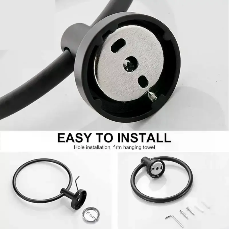 Towel Holder Stainless Steel 304 Bathroom Towel Rack Ring Hanger No Rust No Fall Quick Dry