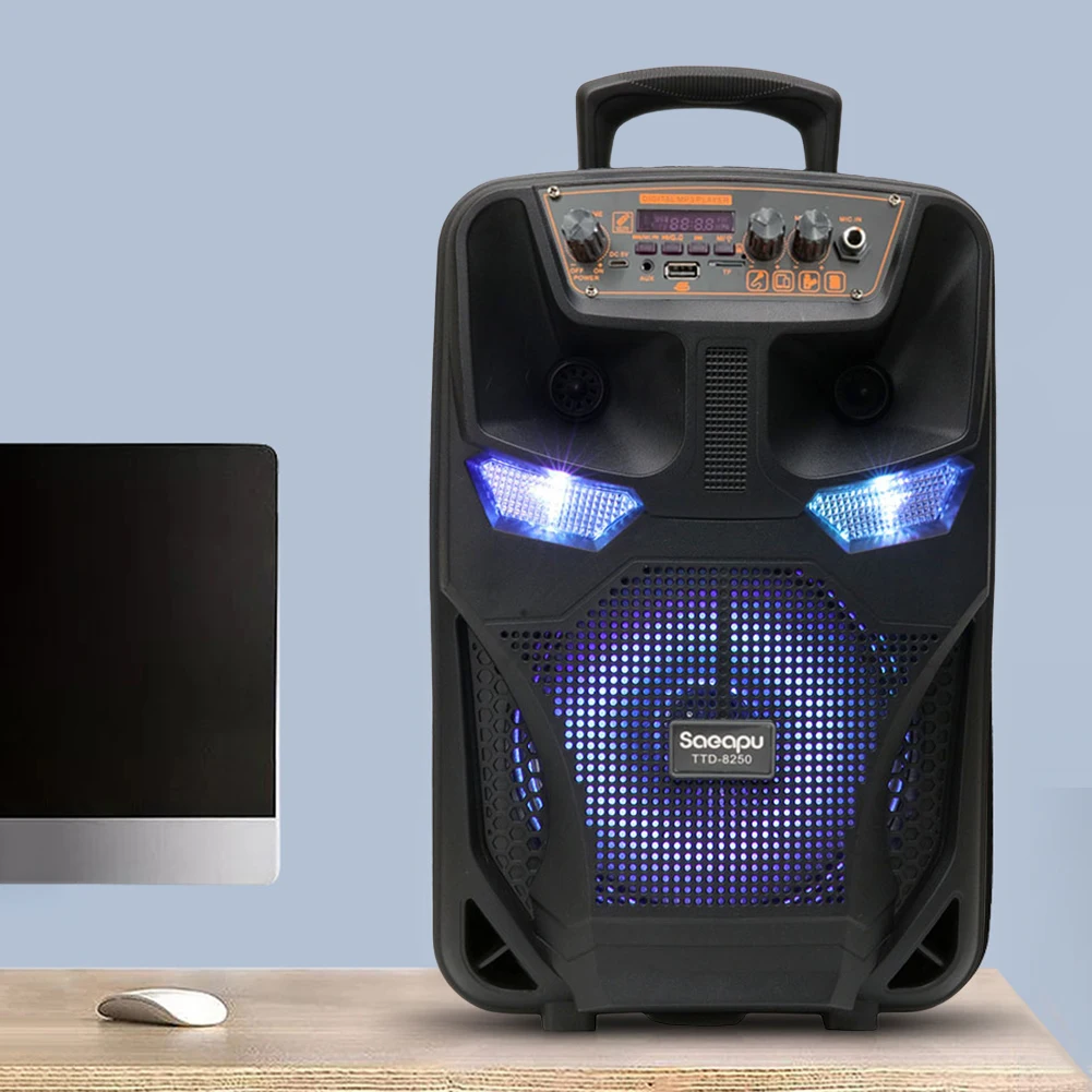 

Bluetooth-совместимая беспроводная портативная колонка с поддержкой FM-радио, сабвуфером, мощным звуком для путешествий, использования в помещении и на улице.