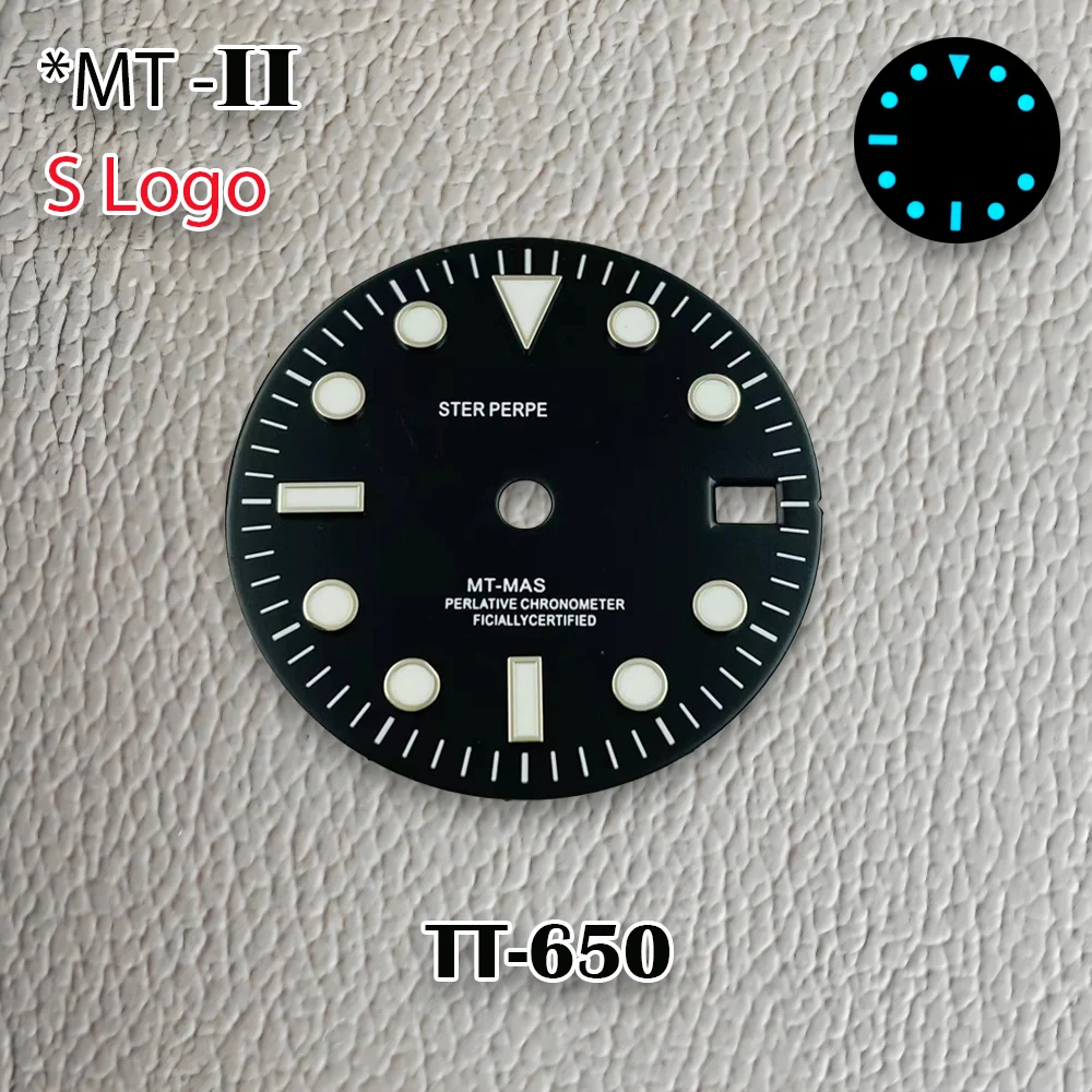 جديد 28.5 مللي متر S شعار NH34 GMT الطلب الأسود الهاتفي الأخضر الخط الهاتفي صالح NH34 حركة الجليد الأزرق مضيئة ساعة تعديل الملحقات