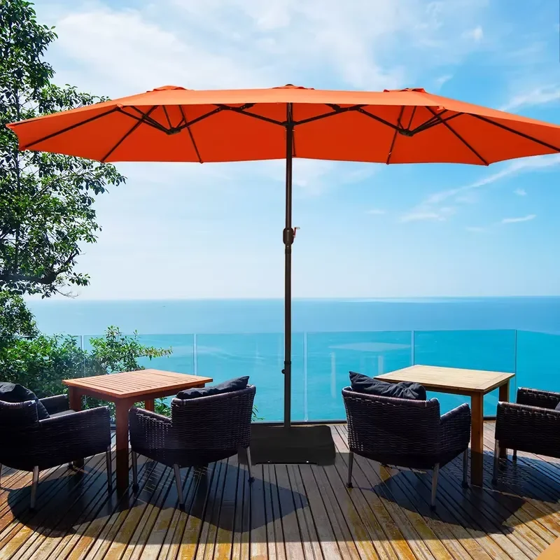 Modern Double Patio Umbrella New Outdoor Beach Garden Metal Design Wholesale Outdoor Furniture Sunscreen