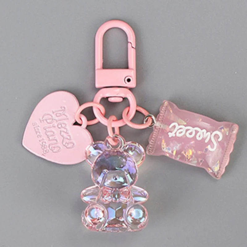 Bling Heart Animal Candy Keychain Key Ring For Friend Lovers Cute Creative Bag Car Earphone Box Key Accessories