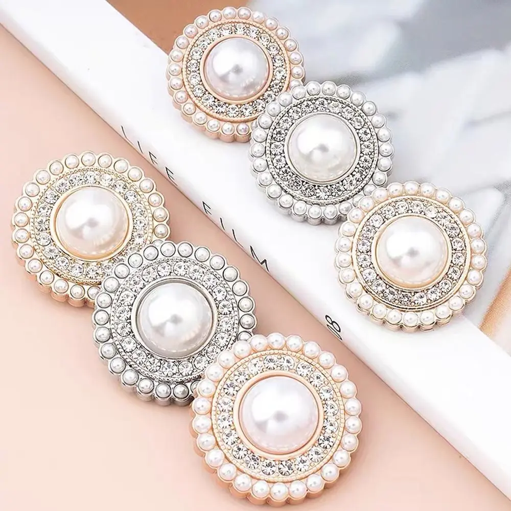 10Pcs Fashion Metal Rhinestone Pearl Clothing Buttons Suit Coat Sweater Decoration Button DIY Handmade Sewing Button