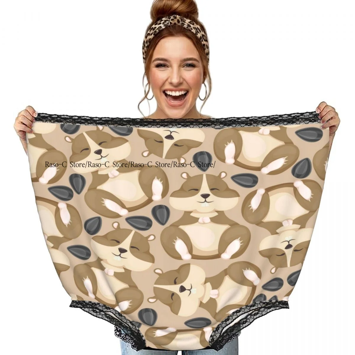 

Party Funny Trick Granny Underwear Humorous Daily Wear Funny Hamster Eats Sunflower Seeds Panties