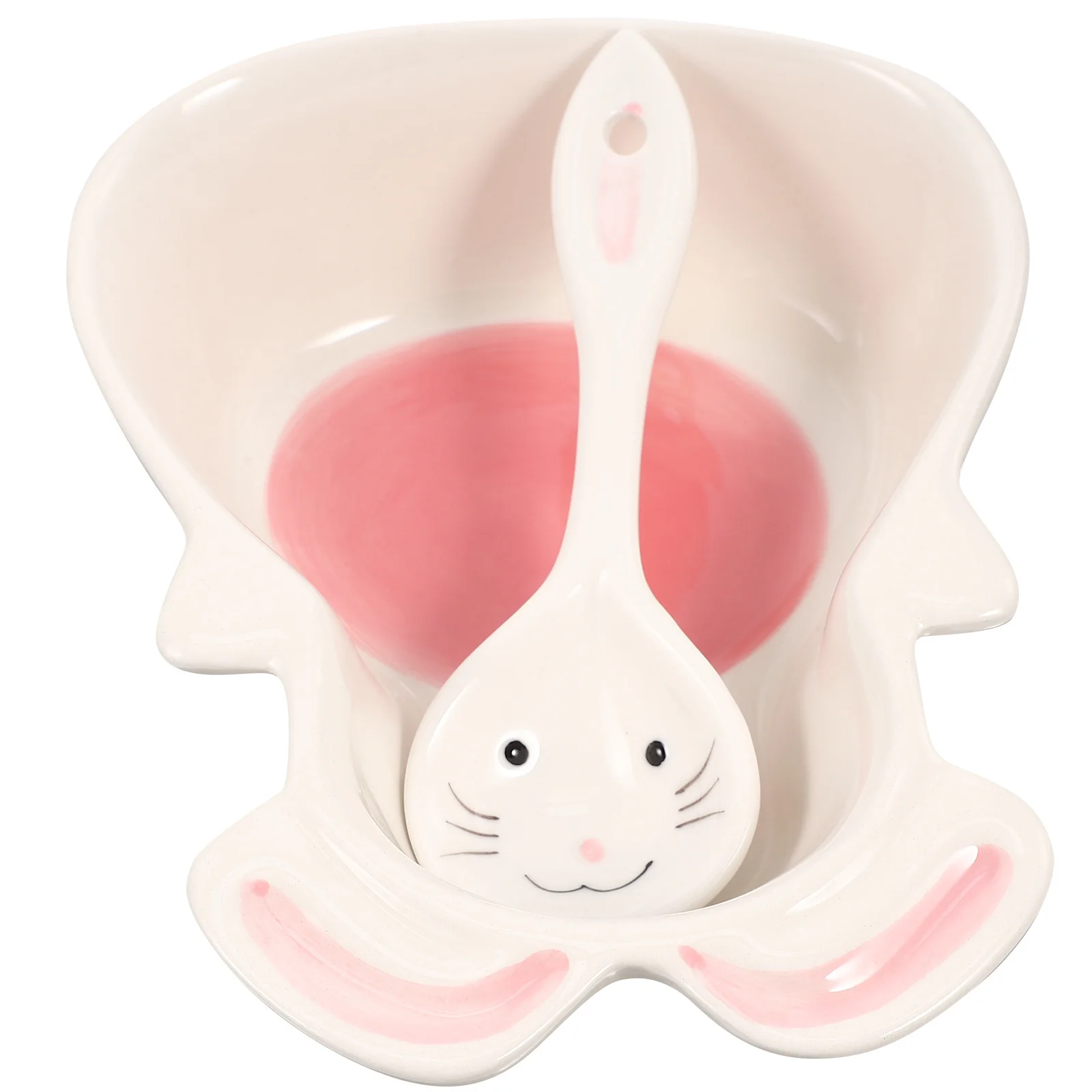 

Adorable Ceramic Rabbit Bowl Cartoon Design Fruit Salad Dessert Container Easy Clean Home Tableware Multi-Function