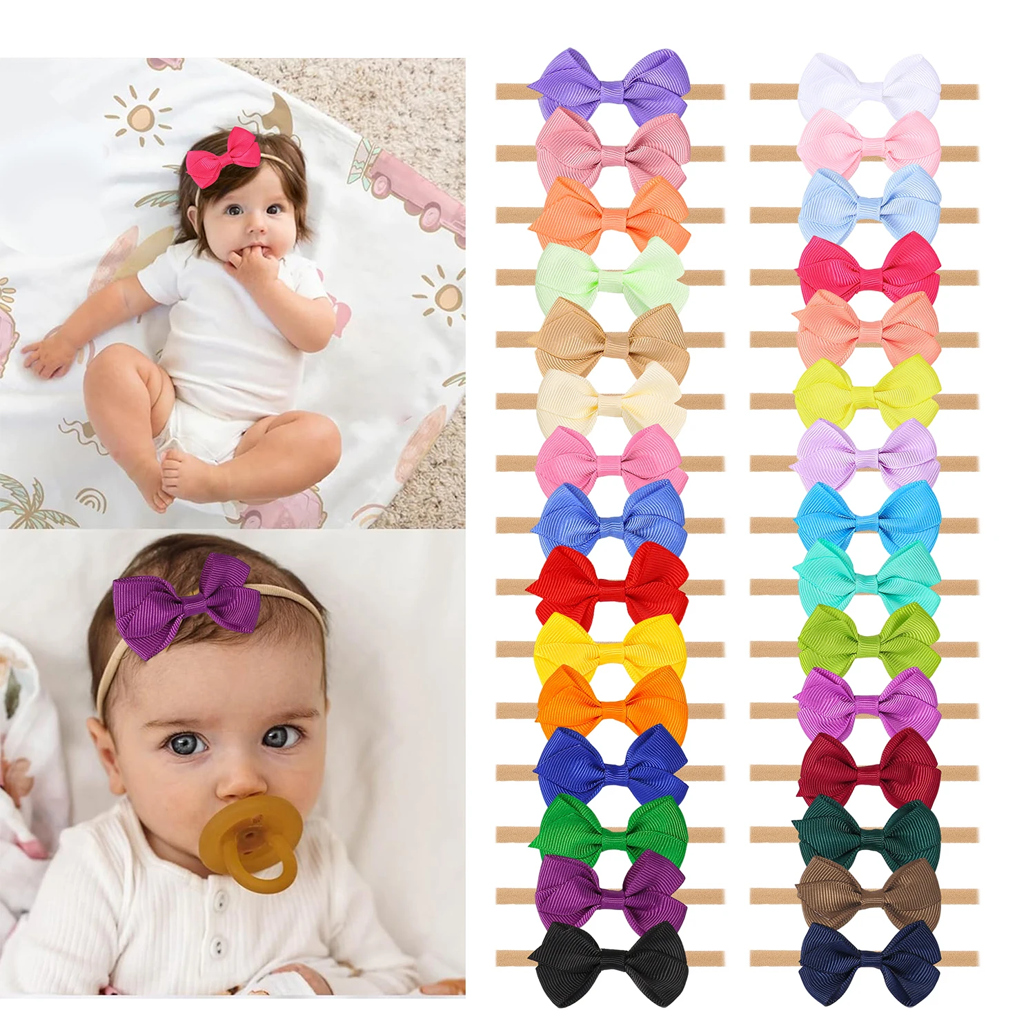 

12pcs Baby Headbands Elastic Soft Newborn Hair Bows Headbands for Baby Girl Children Turban Infant Headband Hair Accessories