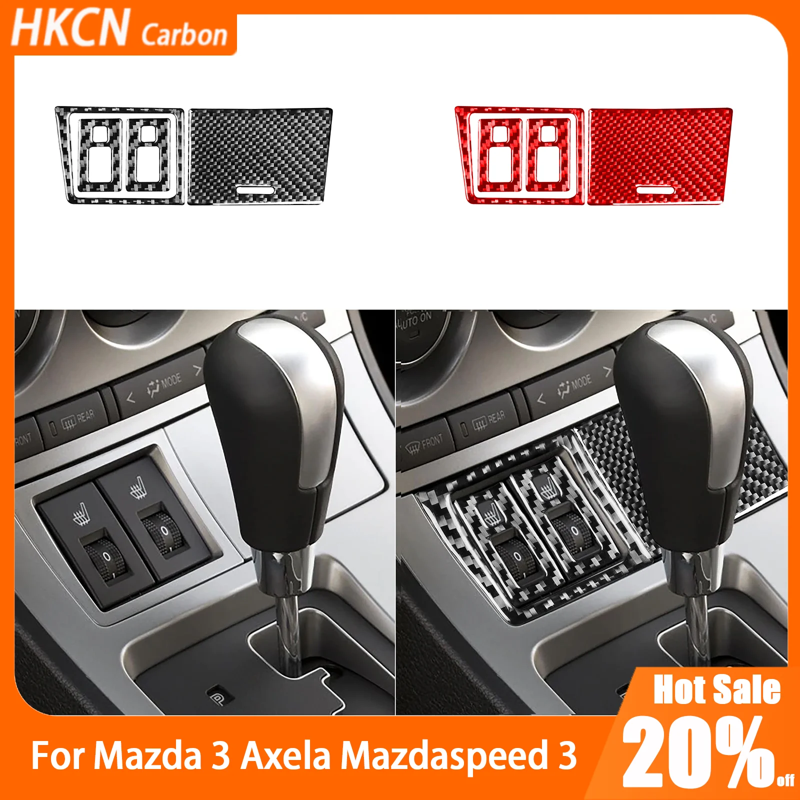 

For Mazda 3 Axela Mazdaspeed 3 2010—2013 Carbon Fiber Seat Heating Storage Box Panel Car Accessories Interior Cover Trim Sticker