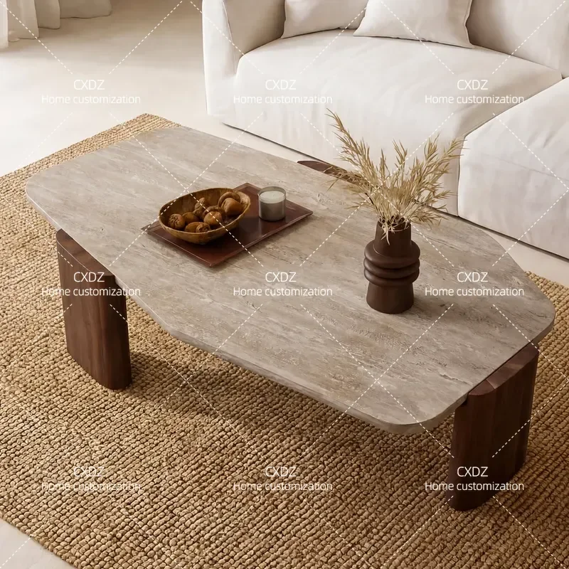 Natural Travertine Coffee Table Irregular Shape Light Luxury Living Room Center Table Modern Art Stone Tea Table Home Decor