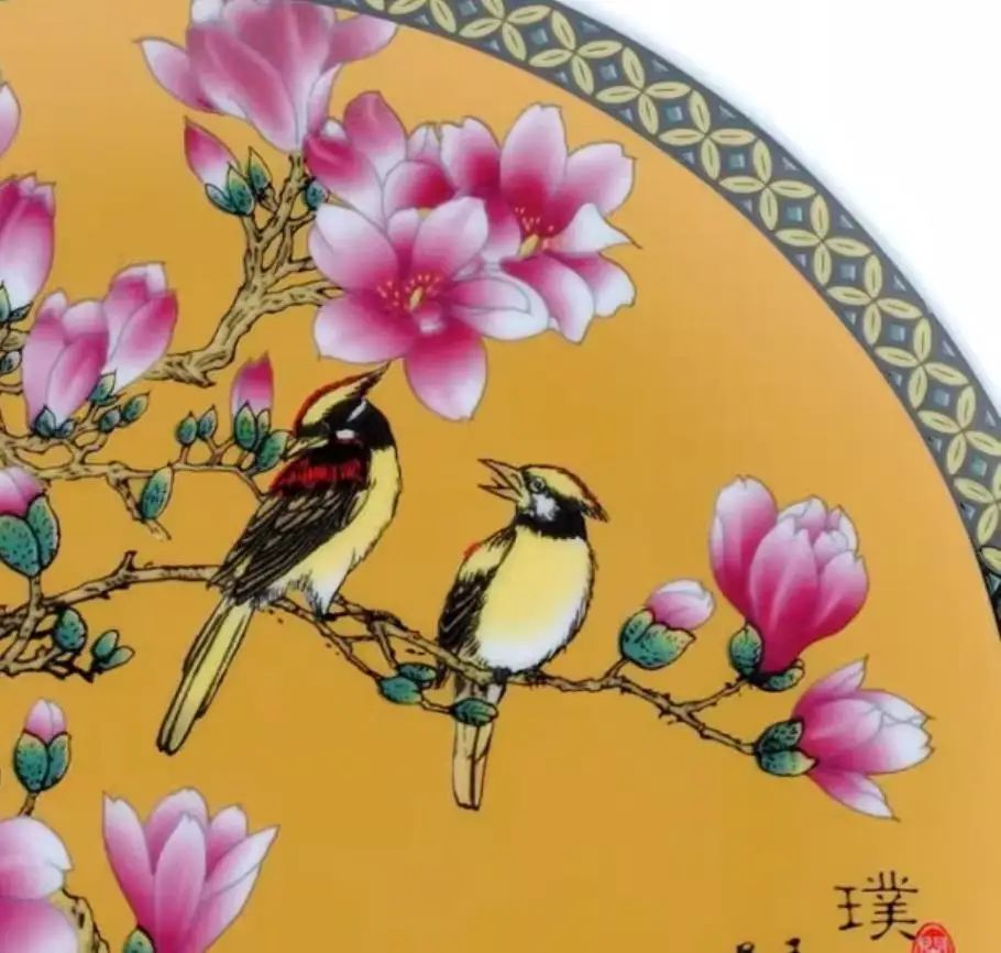 Exquisite porcelain orchid gold plate & blue and white plum plate, home decor porcelain plate, 2 styles
