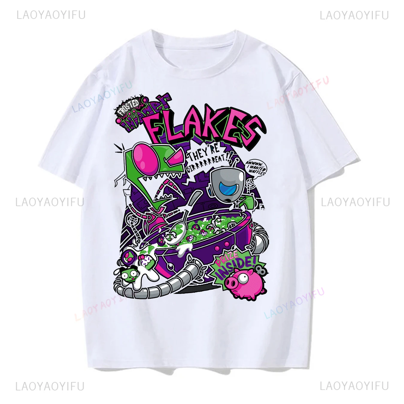 Invader Flakes Invader Zim Graphic T Shirt Summer Fashion Casual O Neck Custom Printed Men Femme Short-sleev New Style T Shir