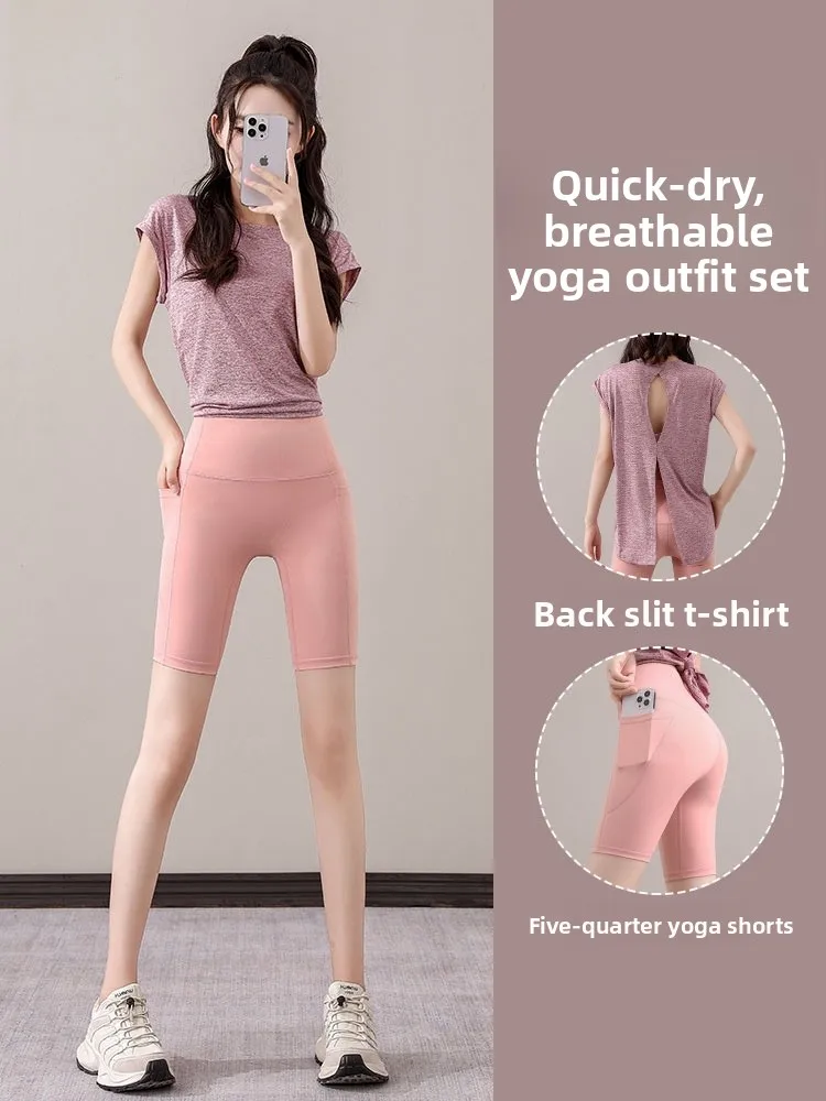 

Женский комплект одежды для фитнеса Qui Dry Running Yoga orts Svel round Ne, костюм из двух предметов, летний костюм для сжигания жира, похудения