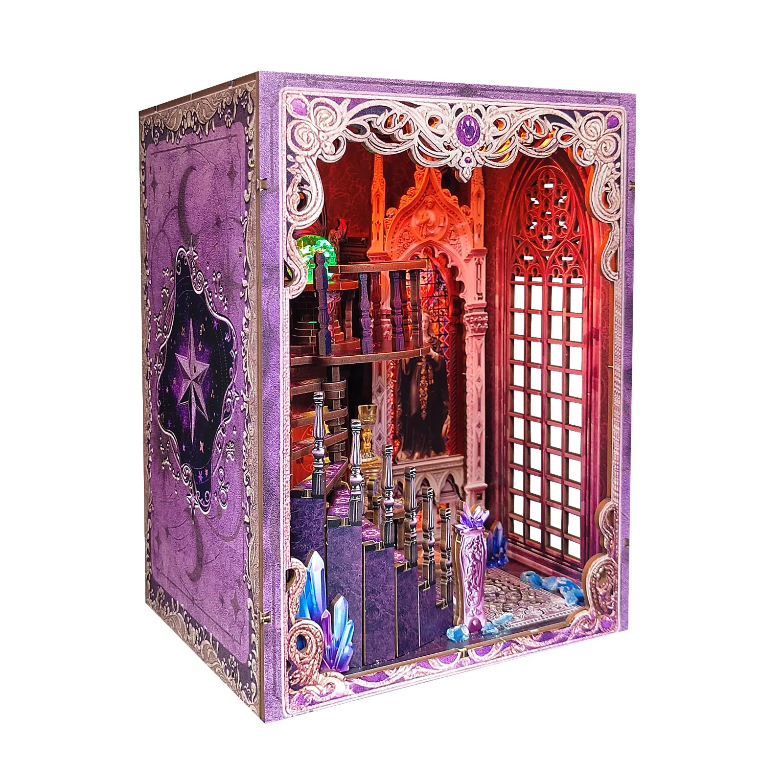 Miniature Diorama Bookends Tarot Card Cute Wooden Dollhouse 3D Puzzle Model Building Bookshelf Book NookHome Decor Craft