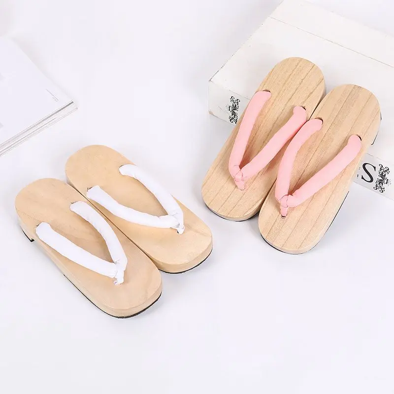 Japanese Natural Wooden Non-slip Oriental Sandals Geta Clogs Samurai Cosplay Flip Flops Ninja Shoes Slippers