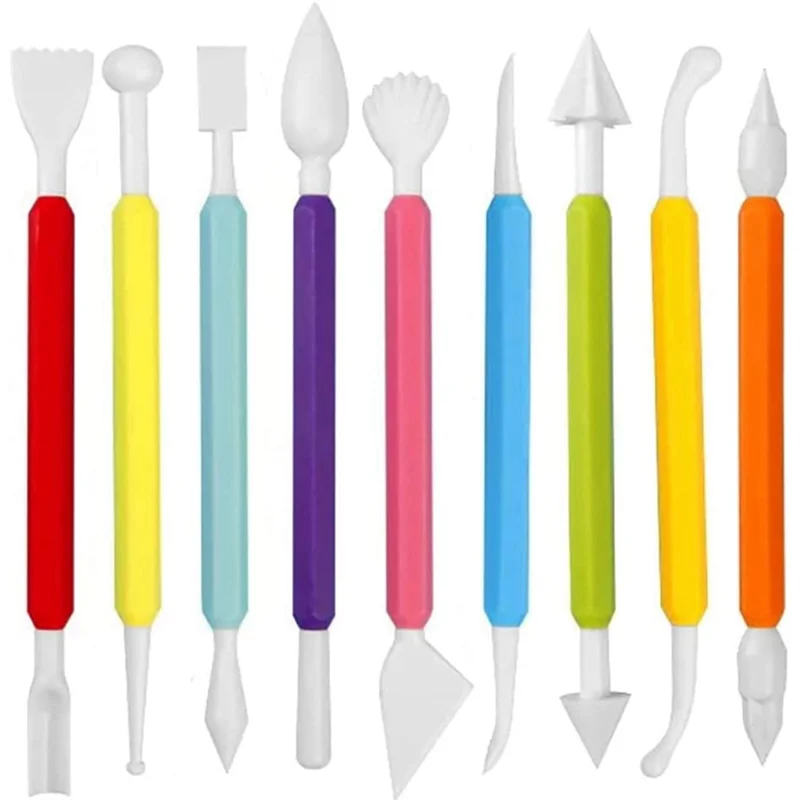 ABJA 9Pcs Fondant Modeling Tools Set, Paste for Cake Decorating, Cake Marshmallow Sculpting Tools Set