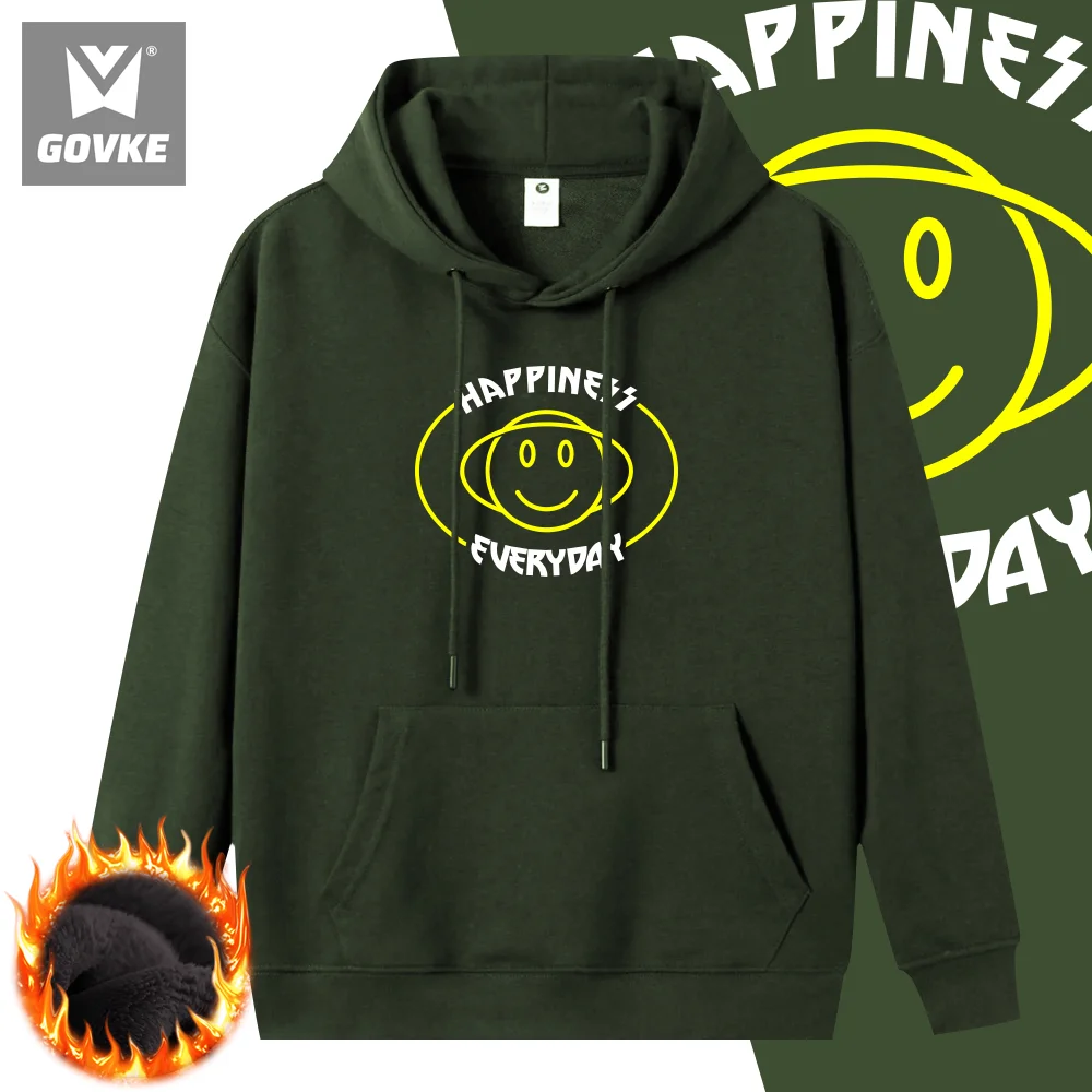 Happiness Everyday Autumn and Winter Hoodie Street Skateboarding Style Sweatshirt Halloween Winter Thick Loose Clothes