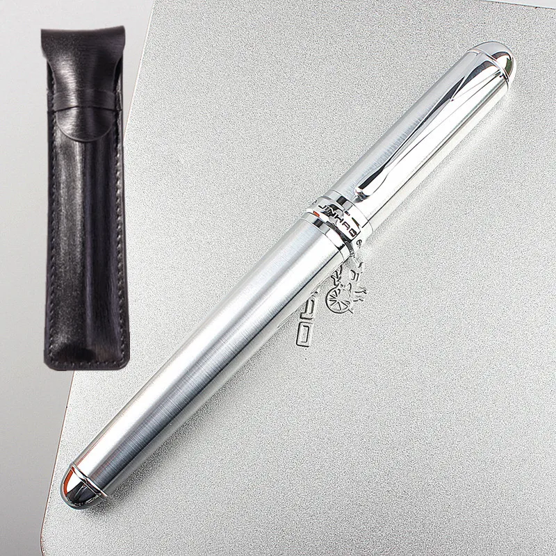 

Luxury Brand Jinhao X750 Silver Stainless Steel Fountain Pen Medium 18KGP Nib School Office Name Ink Pens Gift Stationery