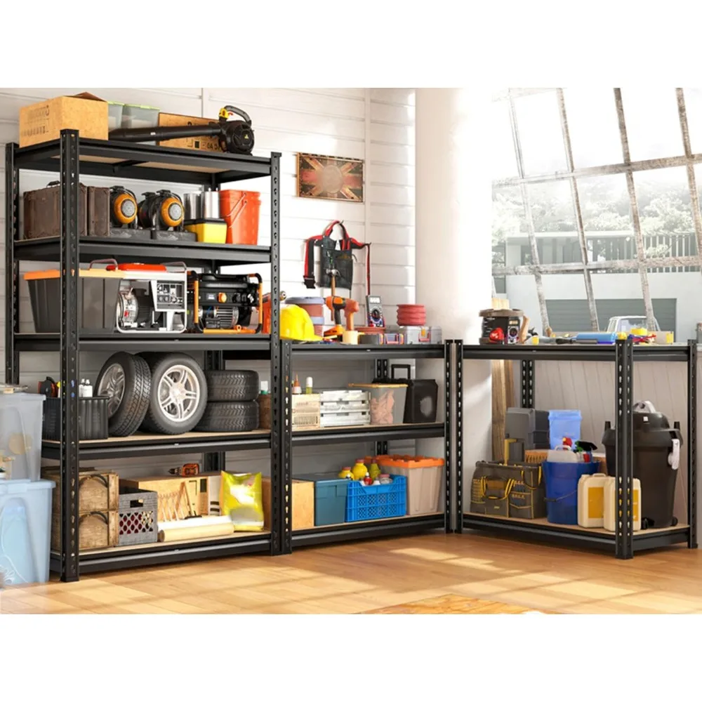 عبوة من أرفف معدنية شديدة التحمل مكونة من 5 طبقات، وحدة تخزين قابلة للتعديل لمستودع المطبخ في المرآب، سعة 2000 رطل #5