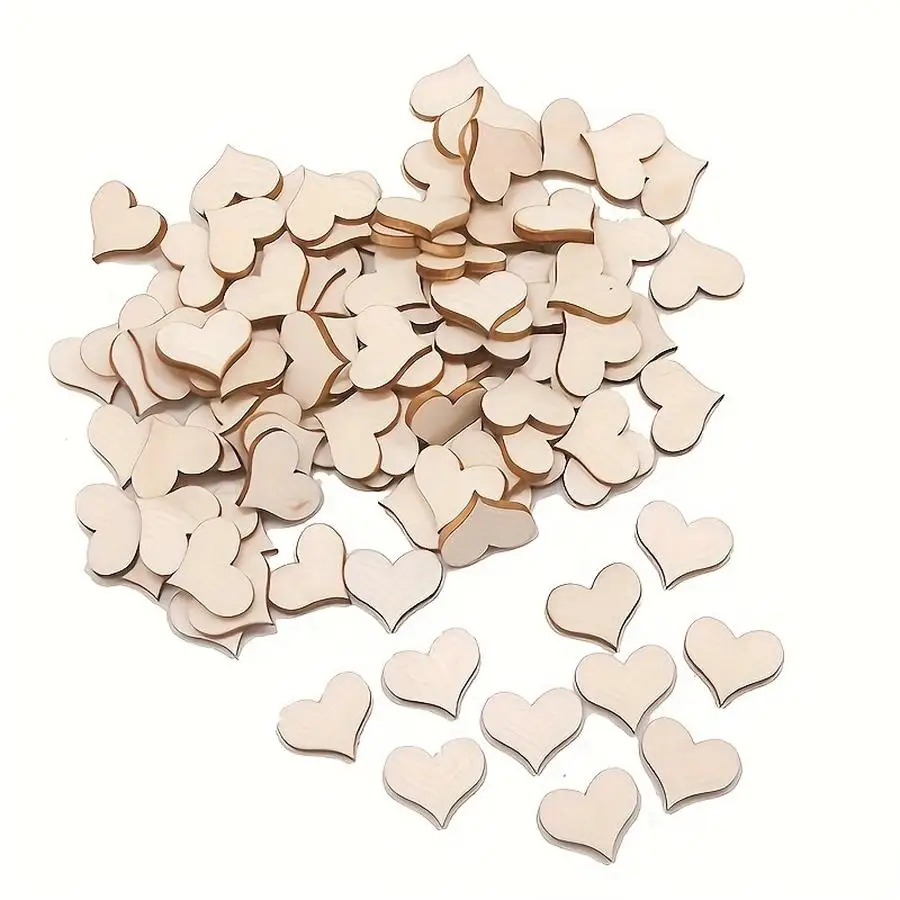 1/5/10/20/50/100pcs Heart-Shaped Wooden Home Decor for Weddings, Wooden Valentine's Day Decor, DIY Painting and Graffiti Art Cra