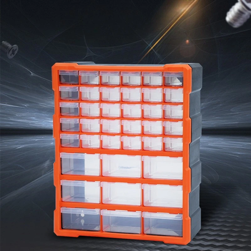 Drawer-Type Tool Box |Stackable Plastic Organizer with Multi-Grid for Small Parts, DIY Crafts & Model Building Storage JT40