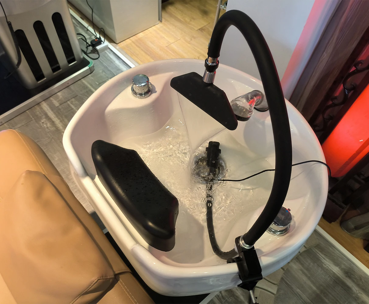 Luxury Hair Chair Electric Salon Furniture Bed Washing Salon Waterfall Headspa Bed Massage Electric Shampoo Chair Bed