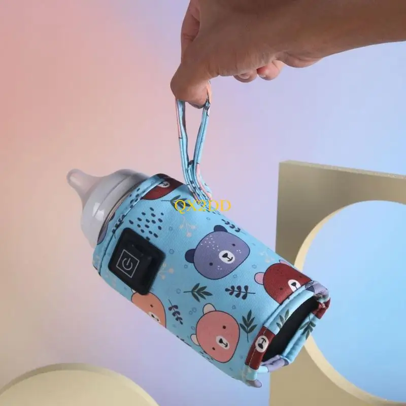 QX2D Rechargeable Infant Bottle Warm Cover Safe Cloth Fabric Car Chair Friendly